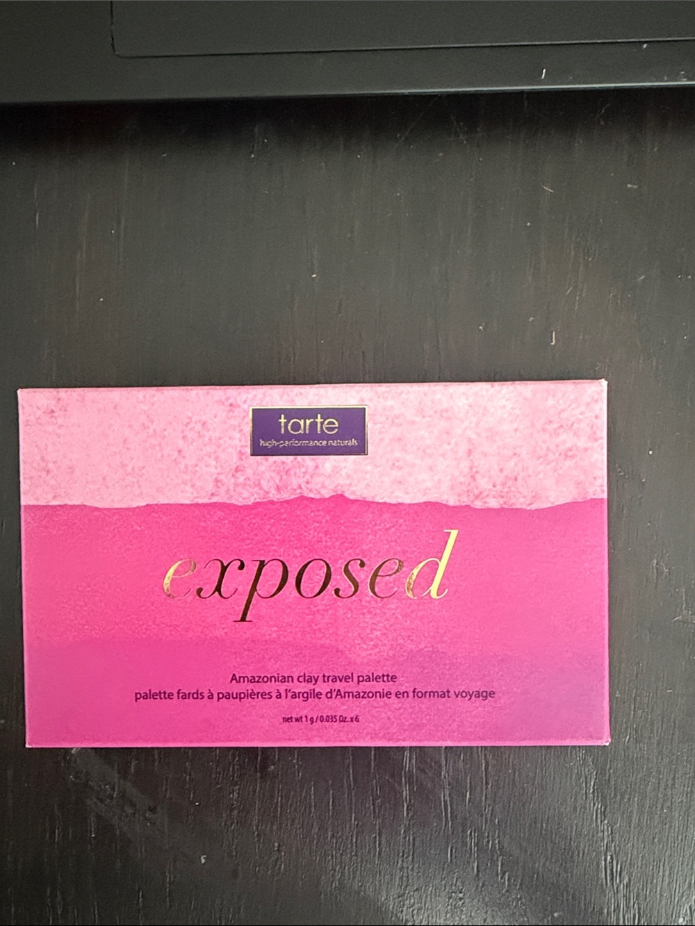 tarte Exposed Eyeshadow Palette - Bright Pink with Gold Lettering